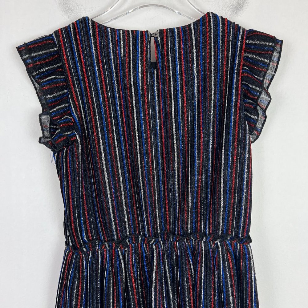 Tommy Hilfiger Metallic Sparkly Stripe Ruffle Dress Girl's Size Large L 12/14 W1 - Picture 9 of 11